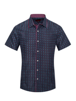 Navy Designed Short Sleeve Shirt (3307S) BAKLLIN-7975