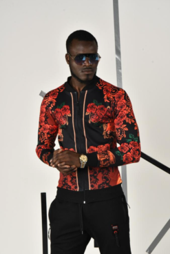 Red Crystal Rose Bomber Jacker (T10003) BAKLLIN-7881