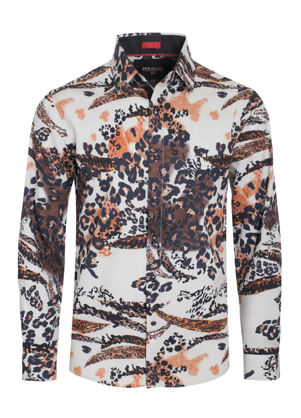 Cheetah Digital Printed Design Stretch L/S Shirt (4838) BAKLLIN-7958