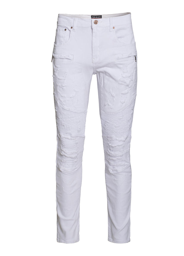 White Moto Jeans (7556) BAKLLIN-8088