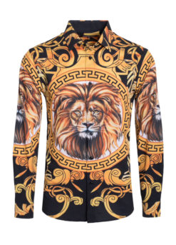 Lion Luxury Print Design Stretch L/S Shirt (4853) BAKLLIN-7928