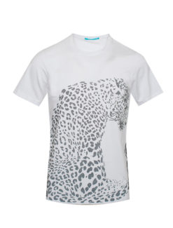 Crystal Leopard White Crewneck Neck  T-Shirt ( 1045) BAKLLIN-7983