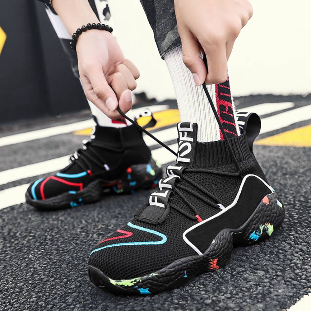 Socks Shoes Men Sports Running Shoes Men Sneakers Female Athletic Trainers Male Colorful High Top Couples Sneakers Basket Homme HFGN-2021-0420161