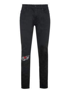 Men's Skinny Jean with Skull patch , Black M714 BAKLLIN-8106