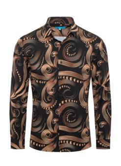 Bronze Digital Print  Black  Shirt 4415 BAKLLIN-7920
