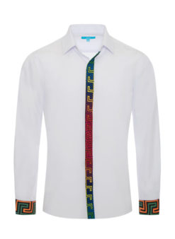 White Shirt W/ Multi Color Placket & Cuff 4417 BAKLLIN-7945