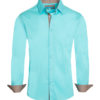 Turquoise Solid Cotton-Stretch L/S Shirt (4020) BAKLLIN-7888