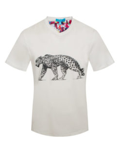White T-Shirt with Panther Motif (A1002) BAKLLIN-8008