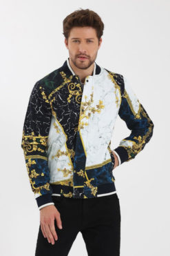 Black and White Bomber Jacket (T10006) BAKLLIN-7880
