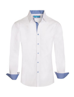 White Solid Cotton-Stretch L/S Shirt (4020) BAKLLIN-7982