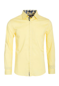 Yellow Solid Cotton-Stretch L/S Shirt (4030) BAKLLIN-7935