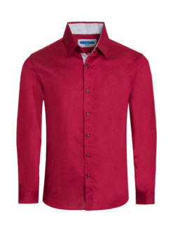 Burgundy Solid Cotton-Stretch L/S Shirt (4020) BAKLLIN-7980