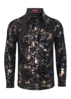 Black Digital Printed Design Stretch L/S Shirt (4839) BAKLLIN-7957