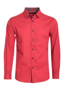 Red Polka Dot Cotton-Stretch L/S Shirt (4840) BAKLLIN-7926