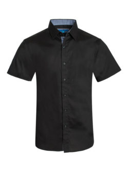 Solid Black Cotton S/S Shirt 3020 BAKLLIN-7910