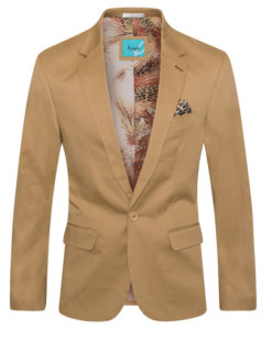 Men's Cotton-Stretch Fashion Blazer, Dark Khaki-X (9010) BAKLLIN-7868