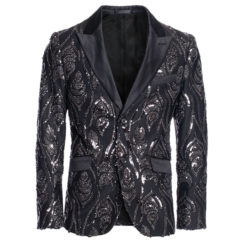 Men's Black/Silver Sequin Blazer 1787 BAKLLIN-7877