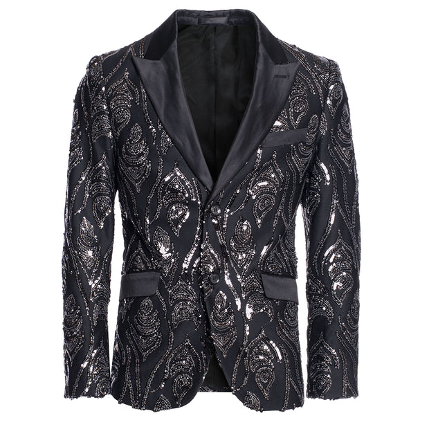 Men's Black/Silver Sequin Blazer 1787 BAKLLIN-7877