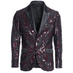 Men's  Sequin Blazer Burgundy/Black 1787 BAKLLIN-7876