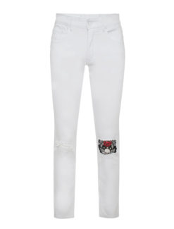 Men's Skinny Jean with Skull  knee patch  M714 BAKLLIN-8105