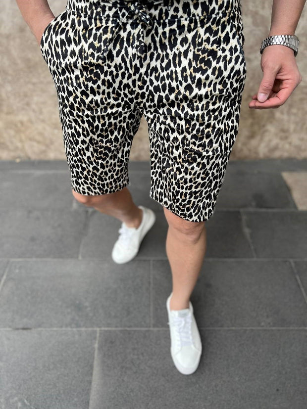 Black and white Leopard Shorts (T5020) BAKLLIN-8065