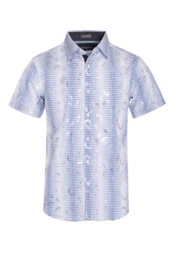 White Geometric Stretch Short-Sleeve Shirt (3735) BAKLLIN-7931