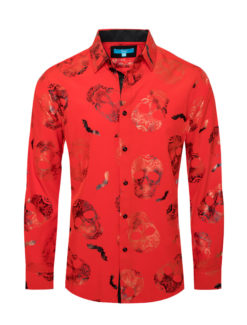 Red Skull  Printed Design Stretch  Shirt 4403 BAKLLIN-7949