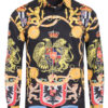 Black Animal Digital Printed Design Stretch L/S Shirt (4842) BAKLLIN-7956