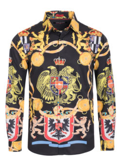 Black Animal Digital Printed Design Stretch L/S Shirt (4842) BAKLLIN-7956