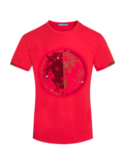 Red T-Shirt with Crystal Tiger Motif 1029 BAKLLIN-7989