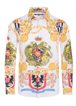 White Animal Digital Printed Design Stretch L/S Shirt (4842) BAKLLIN-7955