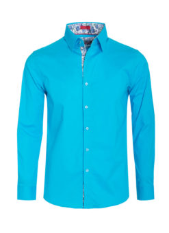 Turquoise Solid Cotton-Stretch L/S Shirt (4030) BAKLLIN-7940
