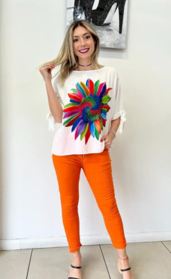 Women's Floral Top, W1000 White