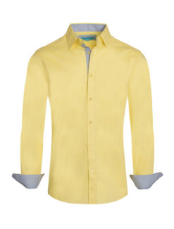 Yellow Solid Cotton-Stretch L/S Shirt (4020) BAKLLIN-7885