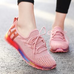 New Fly Woven Leisure Women Sneakers Mesh Comfort Breathable Soft Rubber Women's Running Shoes Wear Resistant Ladies Trainers HFGN-2021-0420164
