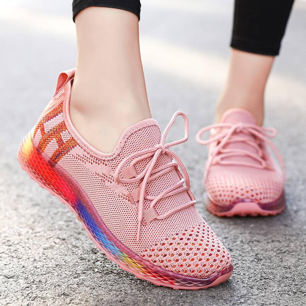 New Fly Woven Leisure Women Sneakers Mesh Comfort Breathable Soft Rubber Women's Running Shoes Wear Resistant Ladies Trainers HFGN-2021-0420164