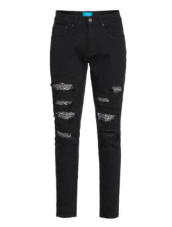 Men's Distressed Denim Jean with Crystal knee Patch (7561) BAKLLIN-8118