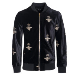 Men's Black Velvet Bomber Jacket (17890) BAKLLIN-7882