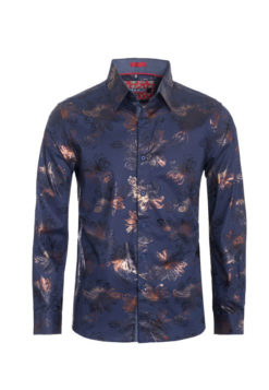 Navy Floral Printed Long Sleeve Shirt (4021L) BAKLLIN-7938